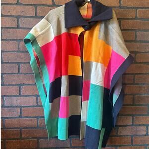 Renuar Ladies Sweater Colorful O/S Square Pattern NWT